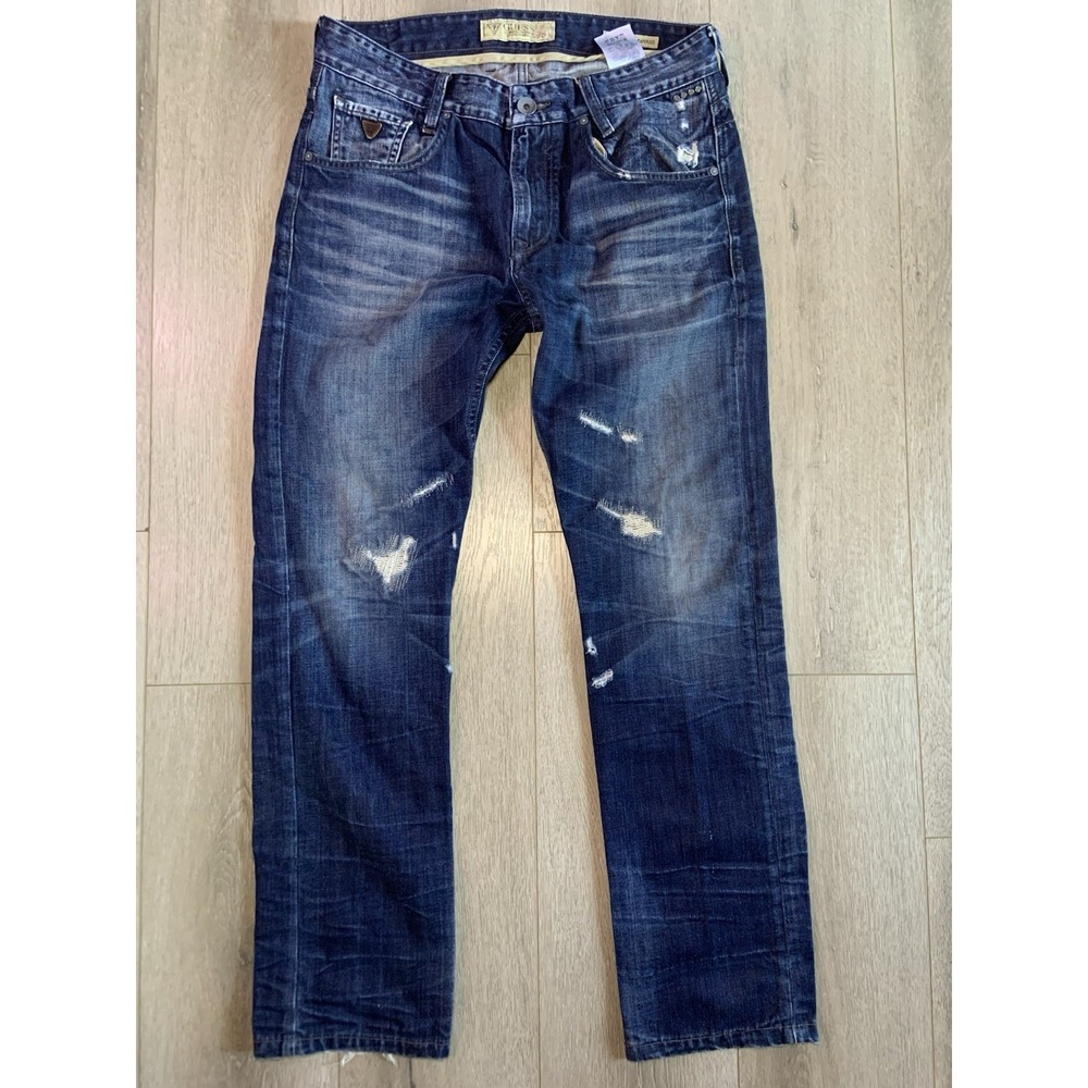 Guess Jeans Alameda Slim Tapered Jeans Blue Men's Size 33x30 Denim Distressed
